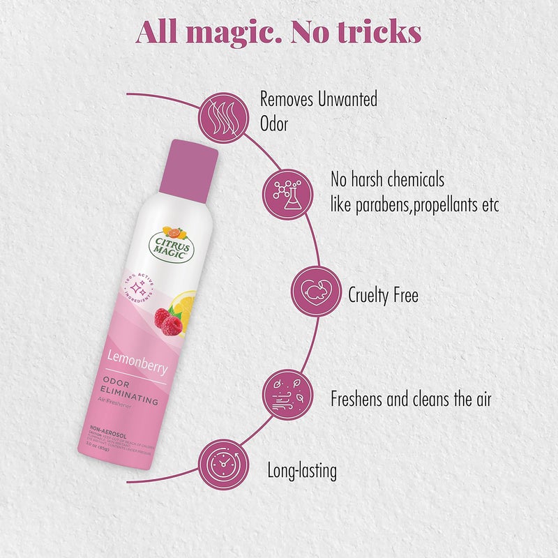 Citrus Magic Odor Eliminating Air Freshener Spray, Lemonberry, 3-Ounce, Pack of 3 - Image 2